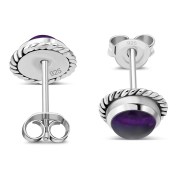 Amethyst Stone Stud Silver Earrings, e337